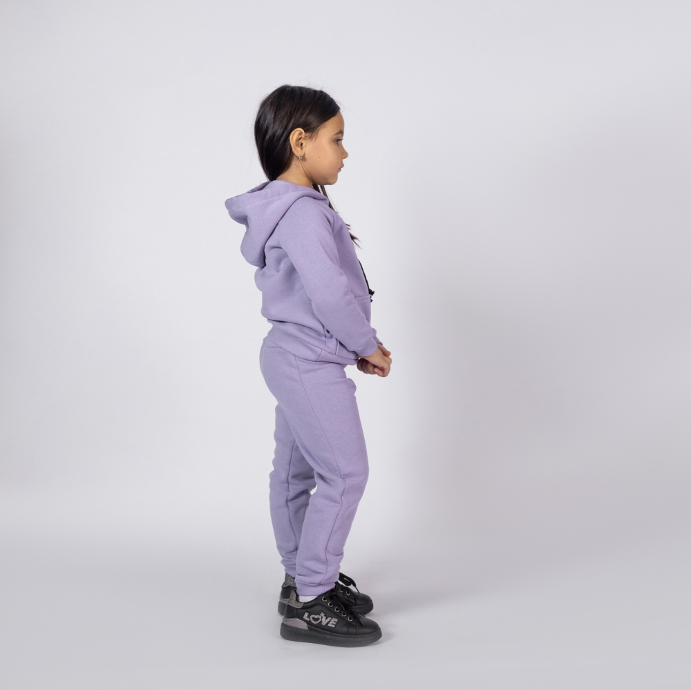 296-СР. Свитшот с капюшоном  + Штаны, хлопок 65%, 35% ПЭ, 3-х нитка (начес) сирень 80,86,92