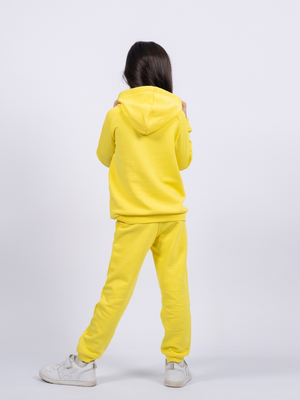 311-Ж. Свитшот с капюшоном + Штаны, хлопок 65%, 35% ПЭ, 3-х нитка ( без начеса)  желтый 98,104,110,116