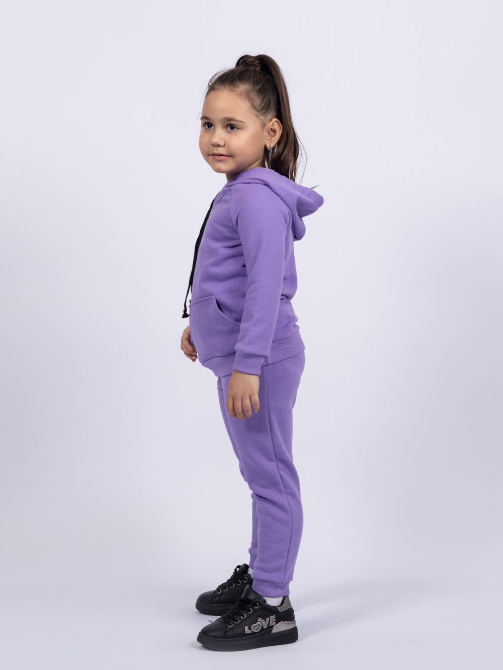 311-Л. Свитшот с капюшоном + Штаны, хлопок 65%, 35% ПЭ, 3-х нитка ( без начеса) лиловый 80,86,92