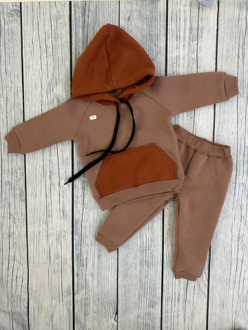 Купить оптом 296-РАЗ. Худи +Брюки детские, хлопок 65%, 35%  ПЭ, 3-х нитка (начес) разноцветный 80,86,92 в Дзержинске