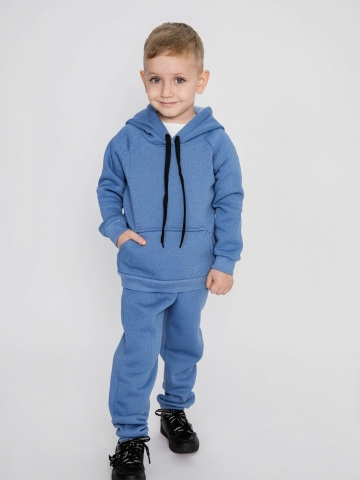 296-ДЖ. Свитшот с капюшоном + Штаны, хлопок 65%, 35% ПЭ, 3-х нитка (начес) джинсовый 122,128,134,140